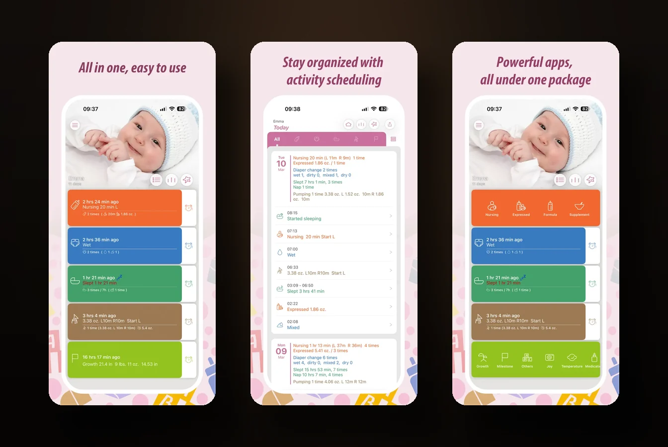 Baby Tracker by Nighp app screens